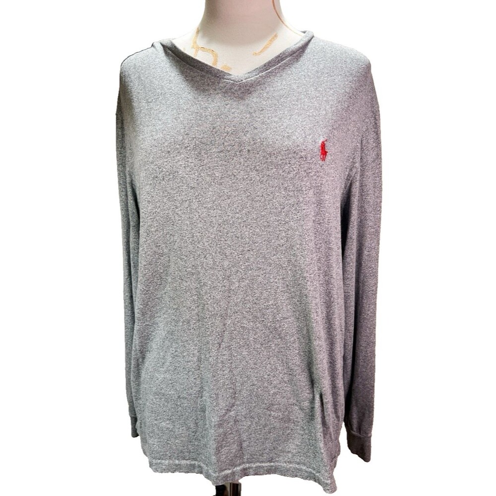 Ralph Lauren Size L Men's Long Sleeve Grey Minimalist Quiet Luxury Old Money Top